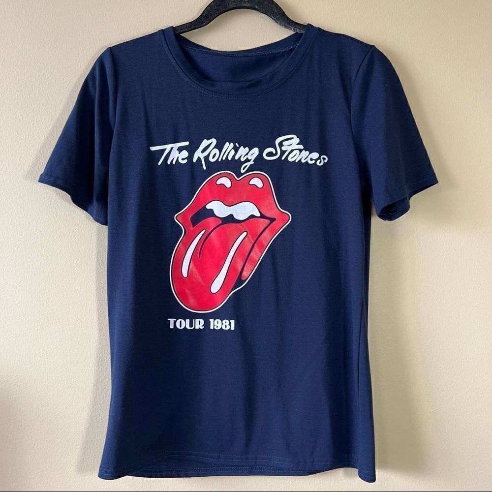 ‎✨ The Rolling Stones Women’s Navy Shirt Small